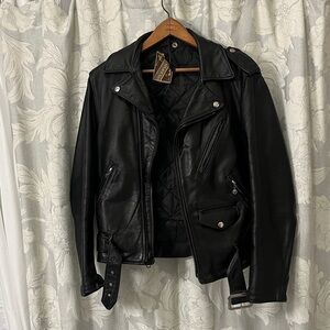 Vintage 1970s -1980s Schott Perfecto distressed leather biker jacket